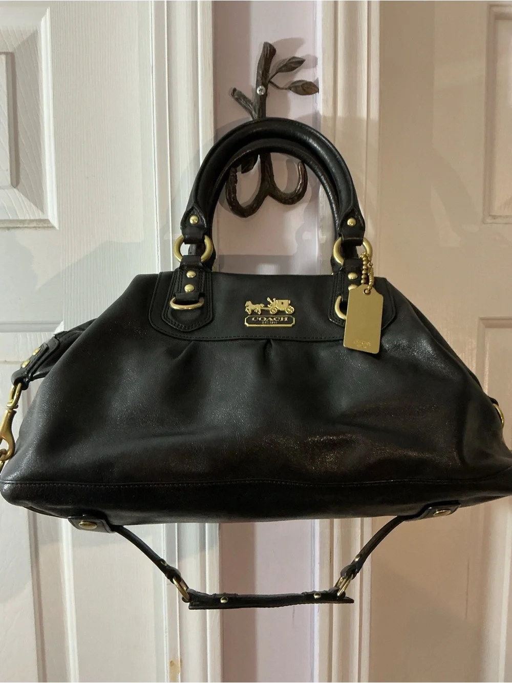 Authentic Coach Madison Audrey Black Leather Satchel
